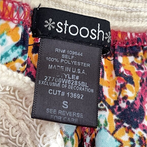 Stoosh Boho Pull On Pants Womens Size S Wide Leg Crochet Waist Flowy Colorful - Picture 11 of 12
